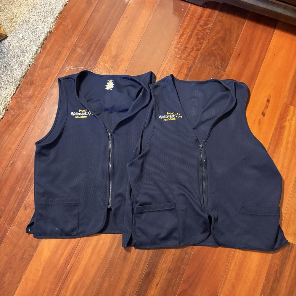 #139 Set of TWO! Walmart Vest Dark Navy Blue Associate Employee Uniform Medium